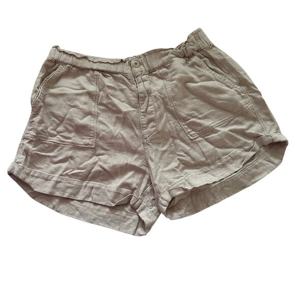 Blank NYC Women's Beige Linen Blended Elastic Waist Paperbag Shorts Size Large - Picture 3 of 6
